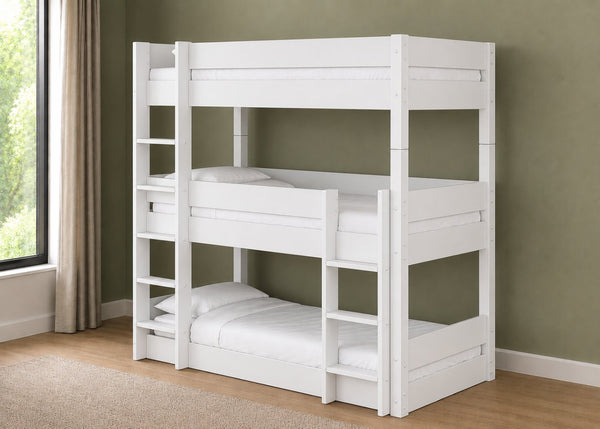 Burnham Triple Bunk Bed in White Finish