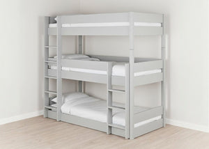 Burnham Triple Bunk Bed in Grey Finish