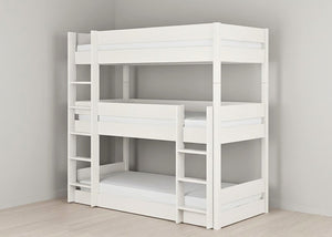 Burnham Triple Bunk Bed in White Finish