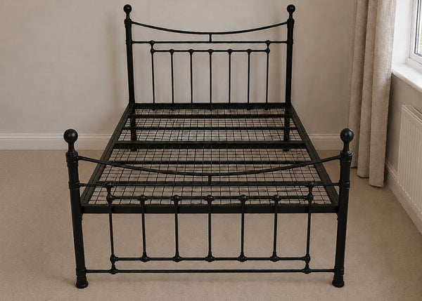 Calthorpe Double Metal Bed in Black with Reinforced Mesh Base