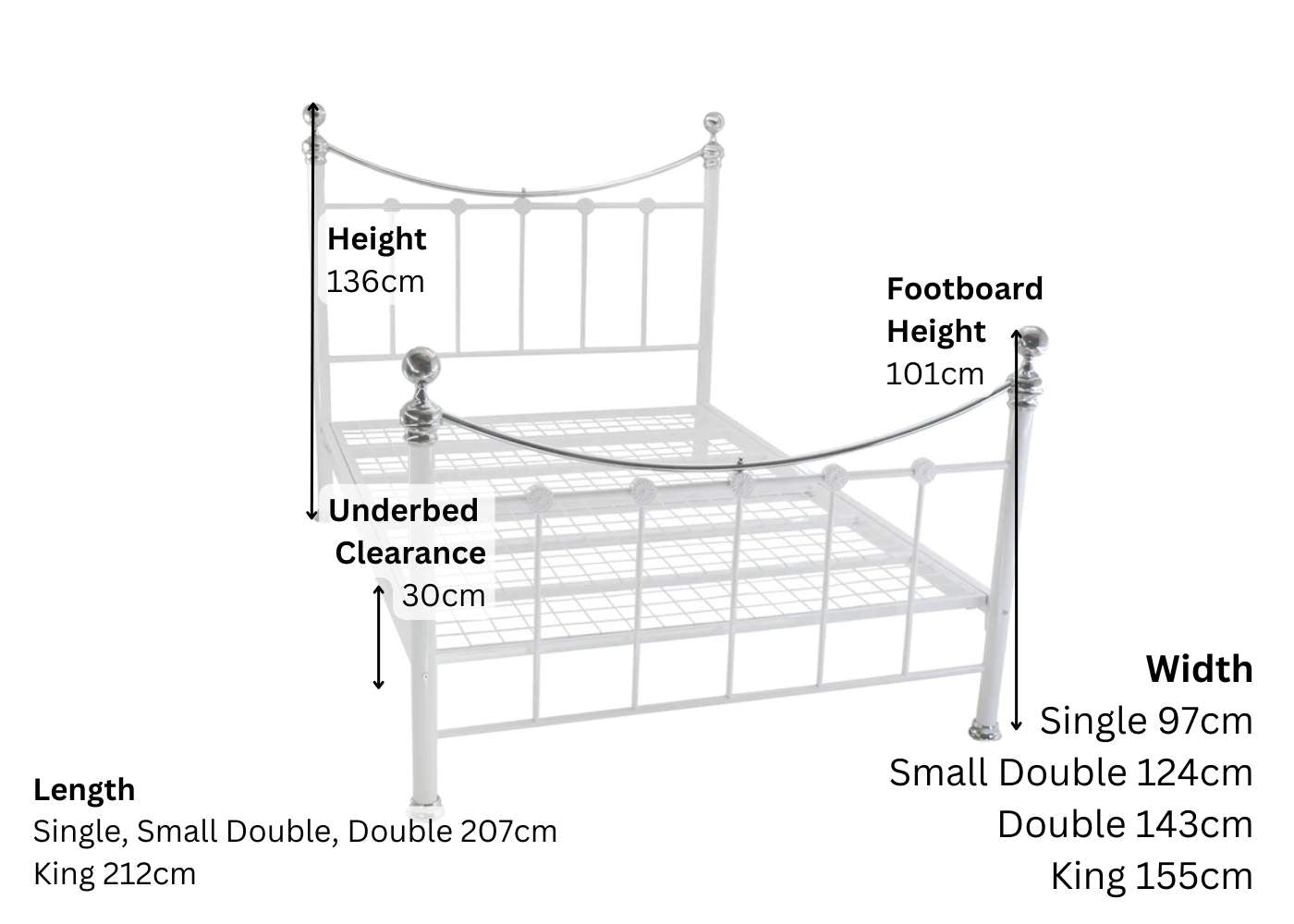 Camberley White Dimensions