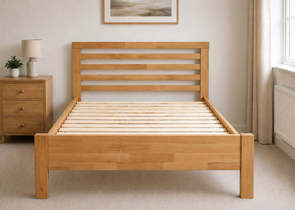 Cawston King Size Wooden Bed Finished in Light Oak