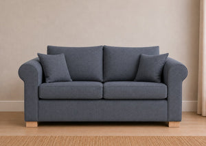 Cedar Sofa Bed in Flat Weave Denim with Natural Feet