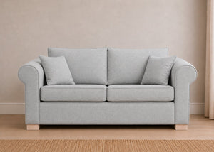 Cedar Sofa Bed in Flat Weave Silver with Natural Feet