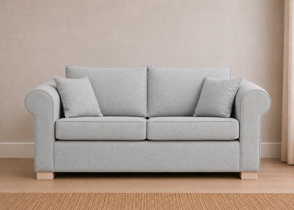 Cedar Sofa Bed in Flat Weave Silver with Natural Feet