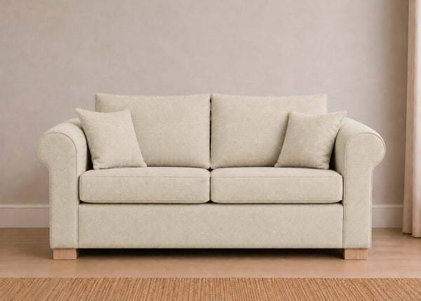 Cedar Sofa Bed in Flat Weave Stone with Natural Feet