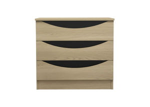 Open handle chest with rounded corners and 3 storage drawers