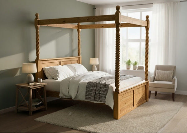 Warsaw Four Poster in Oak Finish (High End)