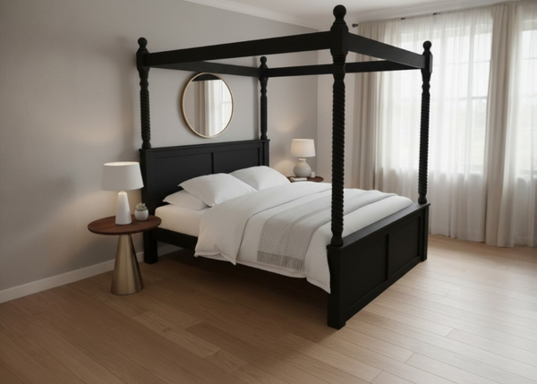 Warsaw Four Poster in Black Ash Finish (High End)