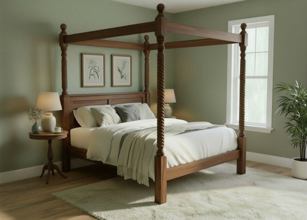 Warsaw Four Poster in Walnut Finish (Low End)