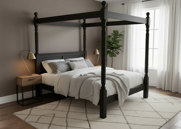 Warsaw Four Poster in Black Ash Finish (Low End)