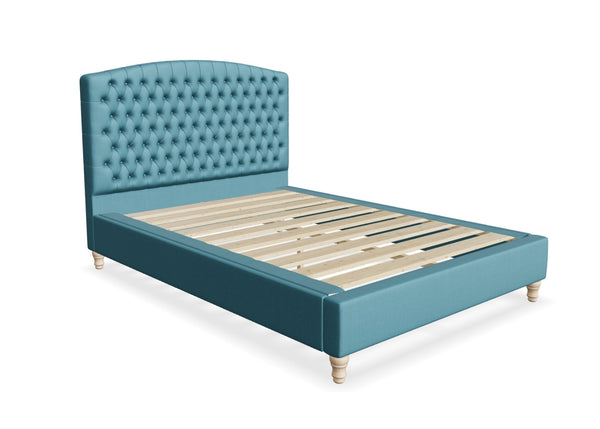 Seville Fabric Bed Finished in Flat Weave Blue