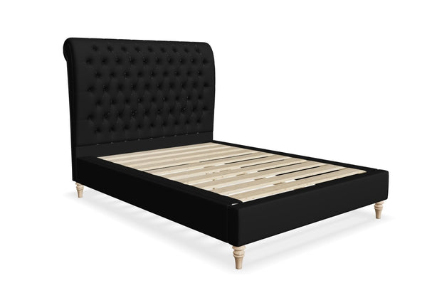 Coco Fabric Bed, Finished in Faux Linen Black