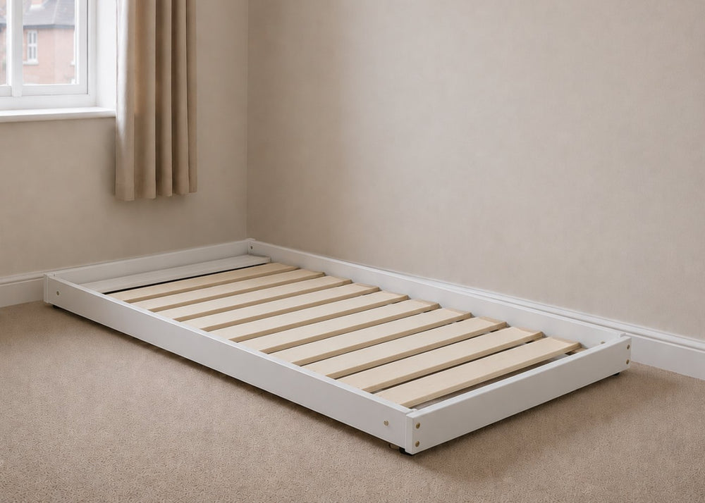 Colney Wooden Trundle Bed Finished in White with Mattress