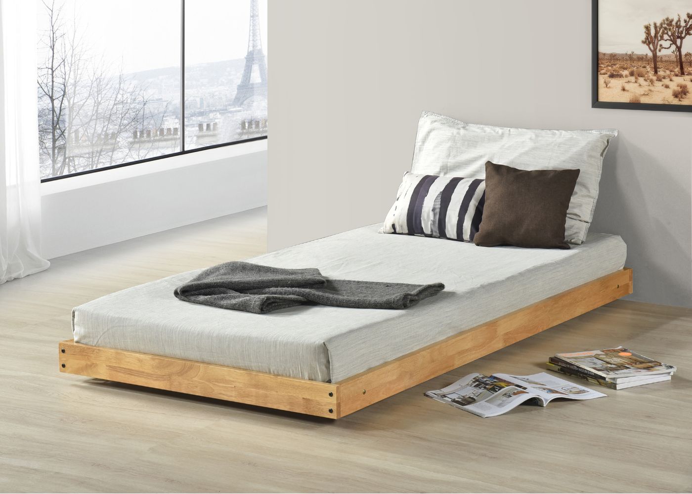 Colney Wooden Trundle Bed with Mattress, in Oak