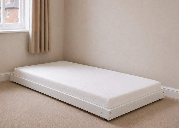 Colney Wooden Trundle Bed Finished in White with Mattress