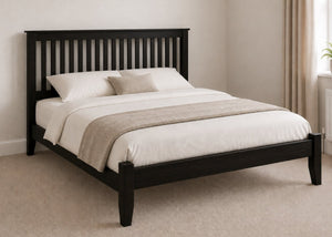 Copenhagen King Size Wooden Bed Frame with Low End Footboard | Black Ash Finish | Shaker Style Design