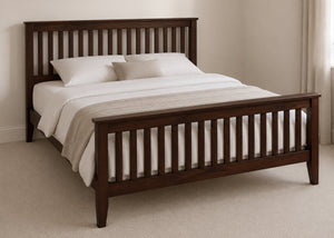 Copenhagen King Size Oak Bed Frame with High End Footboard | Chocolate Stain | Shaker Style Design