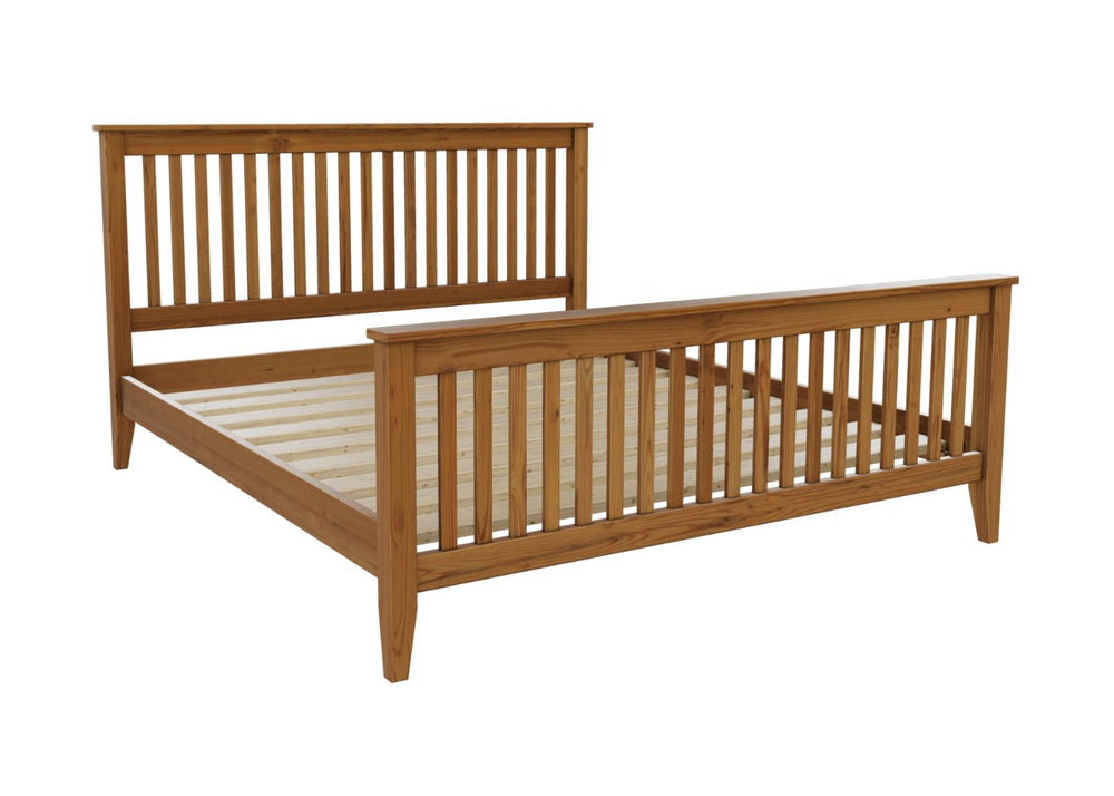 Copenhagen High End Pine Bed, Finished in Oak Stain