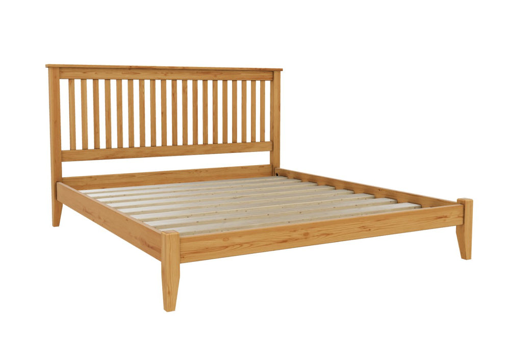 Copenhagen High End Pine Bed, Finished in Oak Stain