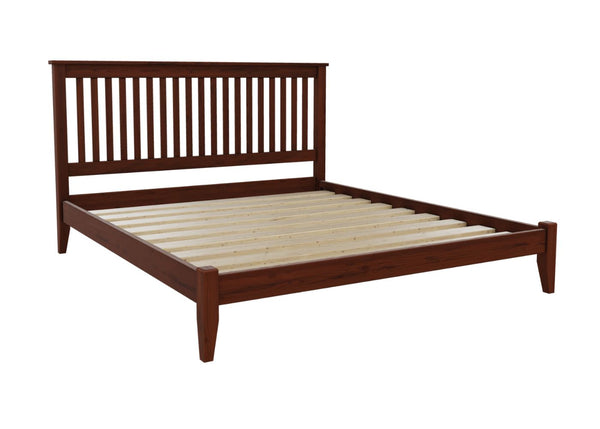 Copenhagen Low End Pine Bed, Finished in Stained Mahogany