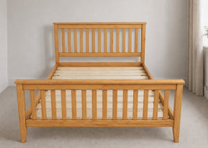 Copenhagen King Size Wooden Bed Frame with High End Footboard | Solid Wooden Slats