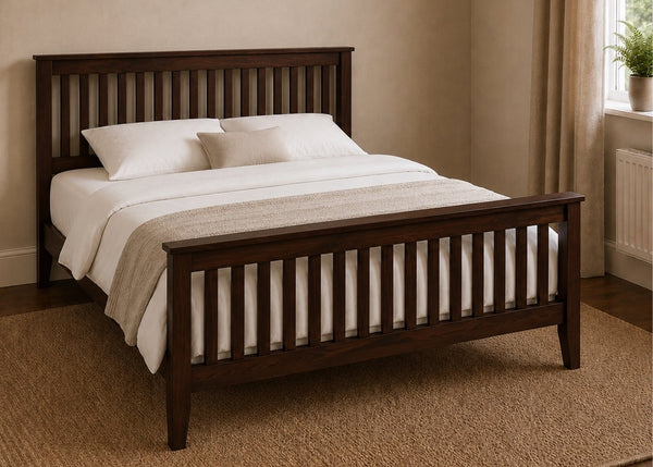 Copenhagen Solid Oak Bed in Chocolate Finish