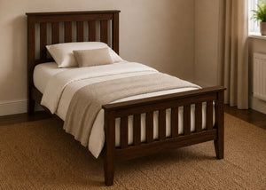 Copenhagen Solid Oak Bed in Chocolate Finish