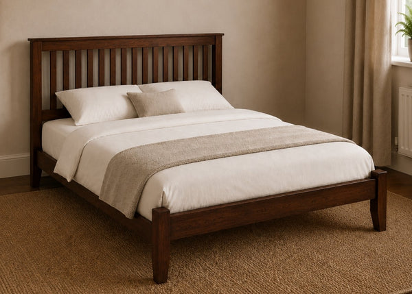 Copenhagen Solid Oak Bed in Chocolate Finish