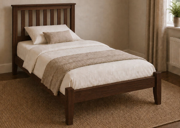 Copenhagen Solid Oak Bed in Chocolate Finish