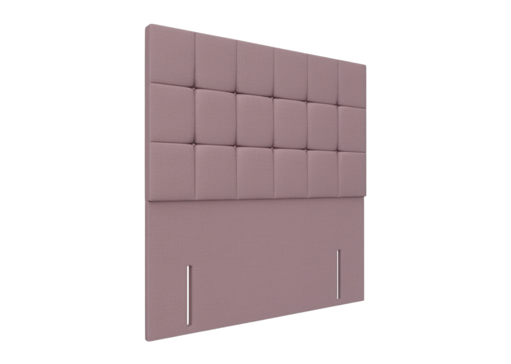 Cube Headboard - Double - Faux Linen Aubergine - New (Clearance)