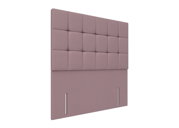 Cube Headboard - Double - Faux Linen Aubergine - New (Clearance)