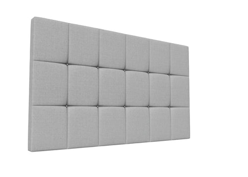 Cube Strutted Headboard Finished in Faux Linen Light Grey