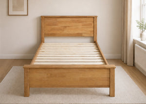 Dereham Double Wooden Bed Finished in Light Oak with Solid Wooden Slats