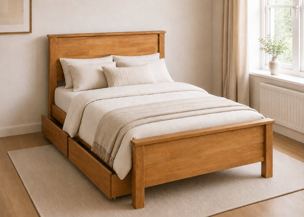 Dereham Double Wooden Bed with Underbed Storage Drawers