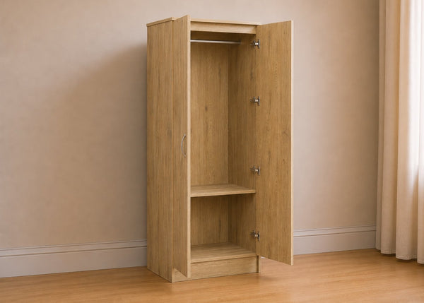 Double Wardrobe in Oak, Inside View