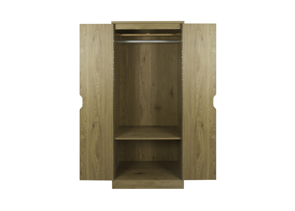 Robust Double Wardrobe Open in Oak