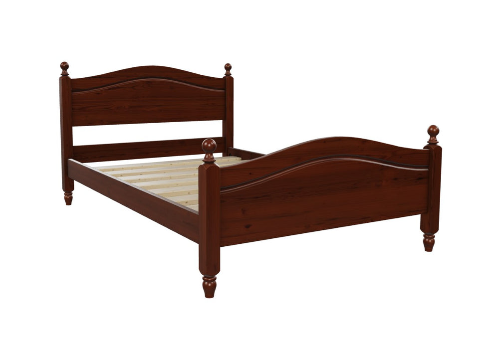 Dusseldorf High End Pine Bed, Finished in Stained Mahogany
