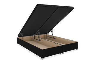 End Lift Ottoman Bed Finished in Faux Linen Black Fabric
