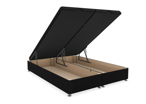 End Lift Ottoman Bed Finished in Faux Linen Black Fabric