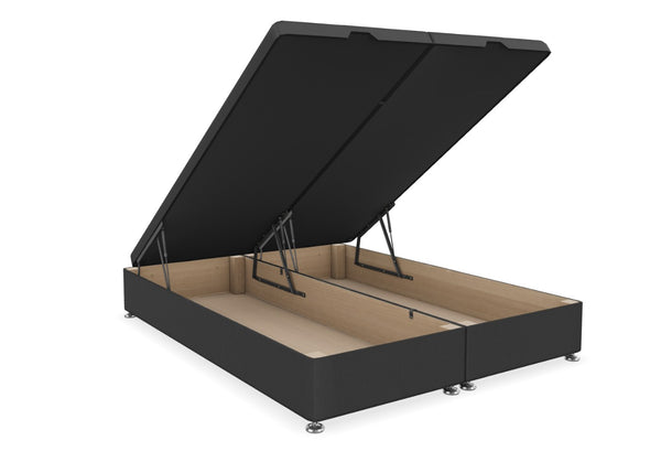End Lift Ottoman Bed Finished in Faux Linen Charcoal Fabric