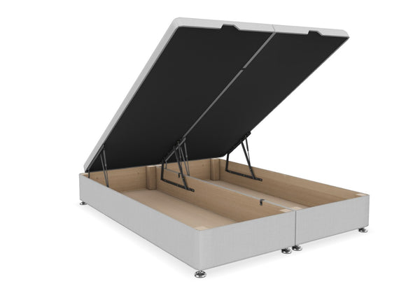 End Lift Ottoman Bed Finished in Faux Linen Light Grey Fabric