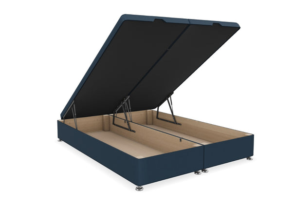End Lift Ottoman Bed Finished in Faux Linen Navy Fabric