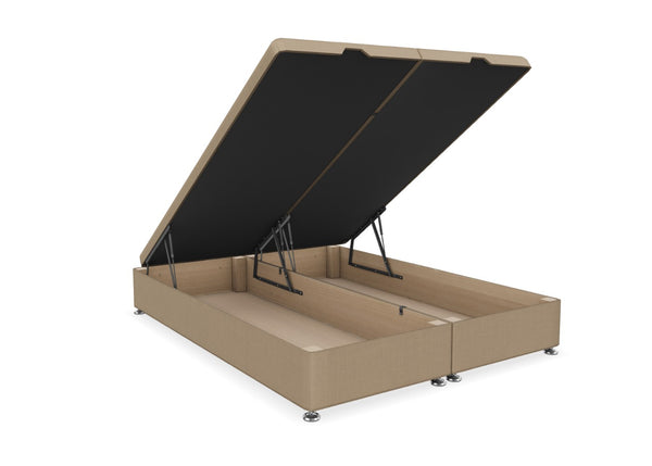 End Lift Ottoman Bed Finished in Faux Linen Sand Fabric