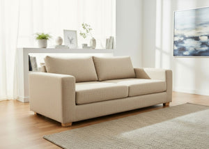 Endura sofa finished in Natural Weave fabric in a lifestyle angle