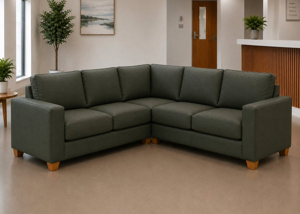 Endura Challenging Behaviour 2+2 Corner Sofa in Aston Bottle Green Vinyl Finish