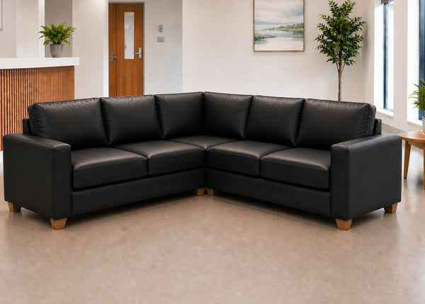 Endura Sofa finished in Black Vinyl in a 2+2 configuration