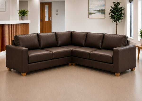 Endura Sofa finished in Chocolate Vinyl in a 2+2 configuration