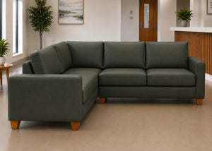 Endura Challenging Behaviour 3+1 Corner Sofa in Aston Bottle Green Vinyl Finish