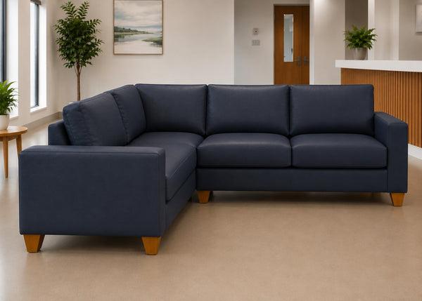 Endura Challenging Behaviour 3+1 Corner Sofa in Aston Navy Vinyl Finish